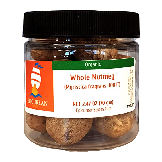 Epicurean Spices Organic Nutmeg, Whole, 2.47 Oz