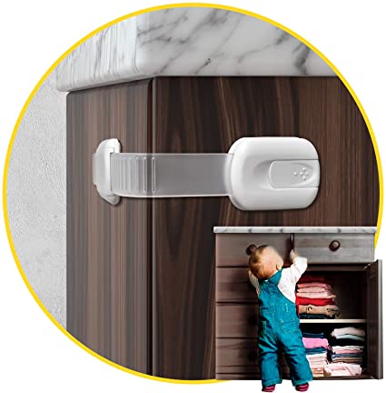 Child Safety Cabinet Locks for Babies (14 Pack) Child Proof Latches Locks for Cabinets and Drawers Doors, Baby Proofing Cabinet Strap Locks for Cupboards, Fridge, Toilet and Closet with 3M Adhesive