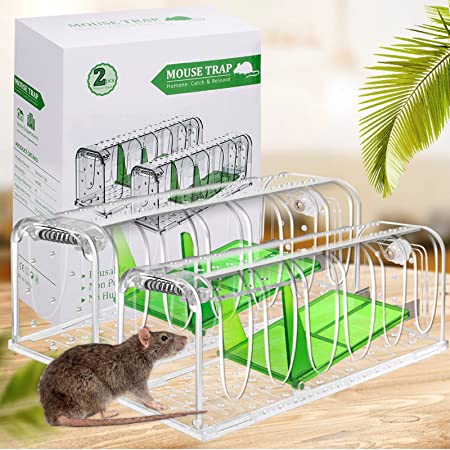 Defendy Humane Mouse Traps,Live Rat Trap Indoor Easy to Set No Kill Mouse Trap, Catch & Release Rodents Rat Catcher Reusable Mice House Cage Live Traps Plastic Tube for Mice Outdoor Home Garage,2 Pack