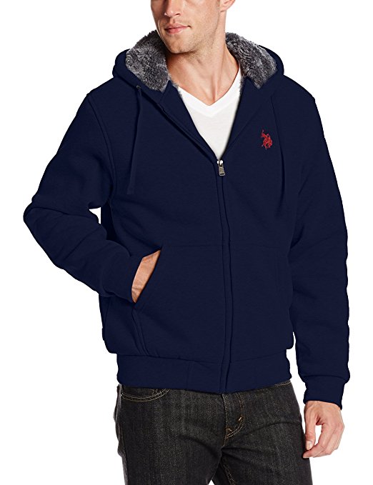 U.S. Polo Assn. Men's Sherpa Lined Full Zip Fleece Hoodie