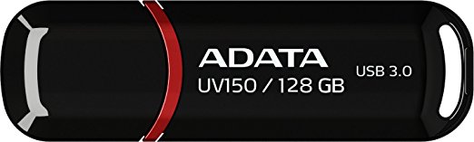 ADATA UV150 128GB USB 3.0 Snap-on Cap Flash Drive, Black (AUV150-128G-RBK)