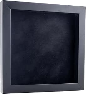 20x20 Shadow Box Frame Black Wood | with a 3/4" Usable Display Depth | Includes a Black Real Suede Texture Acid-Free Backing Board, UV Resistant Acrylic, and Hanging Hardware