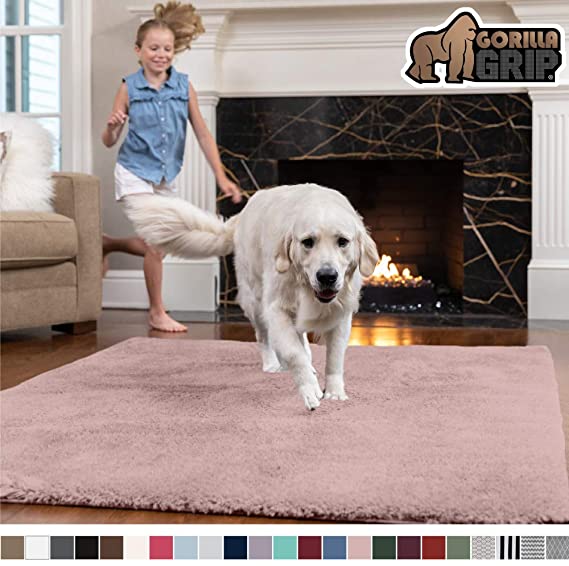 Gorilla Grip Original Faux-Chinchilla Rug, 6x9 Feet, Super Soft and Cozy High Pile Washable Carpet, Modern Rugs for Floor, Luxury Shag Carpets for Home, Nursery, Bed and Living Room, Dusty Rose