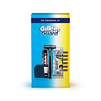 Gillette Guard Shaving Kit for Men – 1 Razor, 6 cartridges, 1 Cream, 1 Brush, 1 Travel Kit