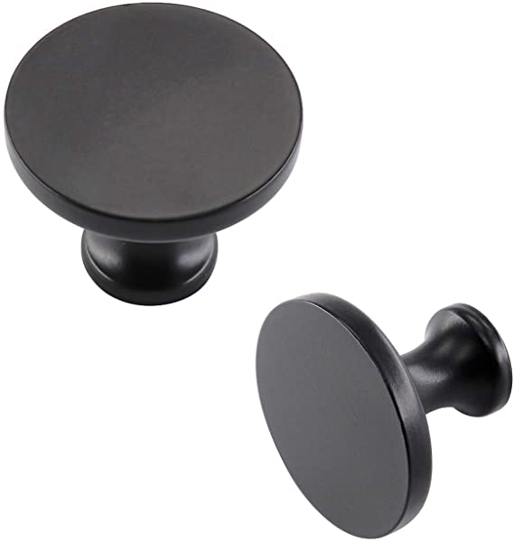 goldenwarm Matte Black Cabinet Hardware Cabinets Knobs - LS9189BK Black Hardware Desk Drawer Knobs Kitchen Cupboard Knobs Small Drawer Knobs Diameter 1.26inch, 10Pack