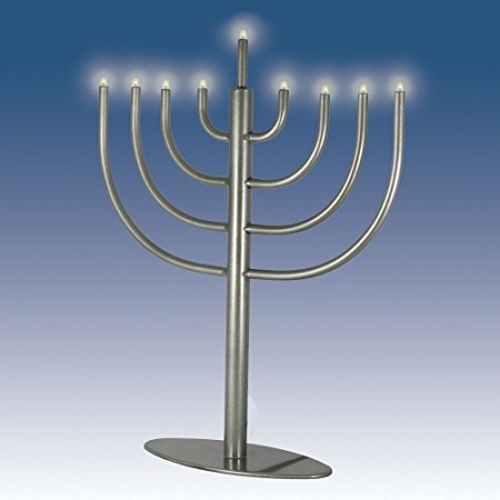 Zion Judaica™ Low Voltage Electric Hanukkah Menorah (Pewter)