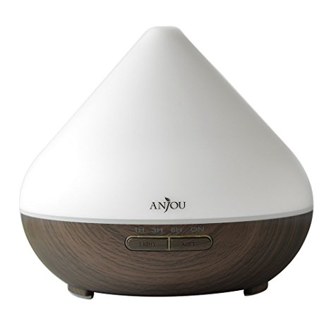 Essential Oil Diffuser Anjou Aromatherapy Diffuser 300mL, Ultrasonic Aroma Humidifier (Up to 8H Use, Mist Control, Waterless Auto Shut-Off, 4 Timer Settings, 7 Color LED Lights, BPA-free) - Dark Grain