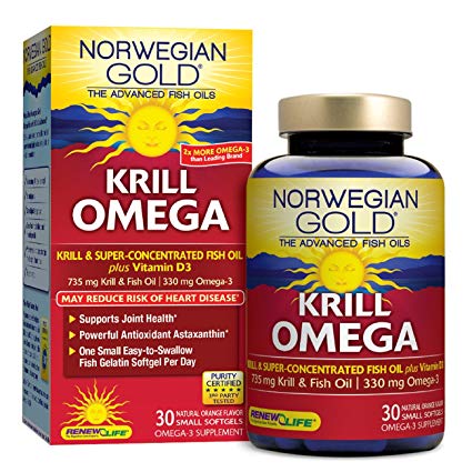 Norwegian Gold - Krill Omega - Krill & Fish Oil supplement - 30 softgel capsules - Renew Life brand