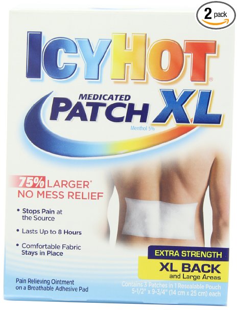 Icy Hot Medicated Patch, Extra Strength, XL Back & Large Areas, 3 Patches (Pack of 2)