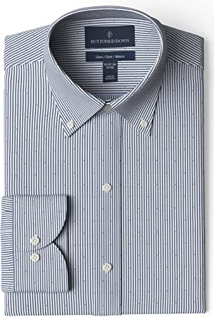 Buttoned Down Men's Slim Fit Button Collar Pattern Dress Shirt