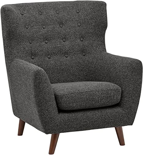 Amazon Brand – Rivet Hawthorne Mid-Century Tufted Modern Accent Chair, 35"W, Caviar