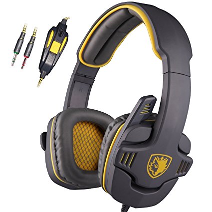 SADES SA708 3.5mm Stereo Gaming Headset Headband Headphones with Microphone Zombie version (Yellow)