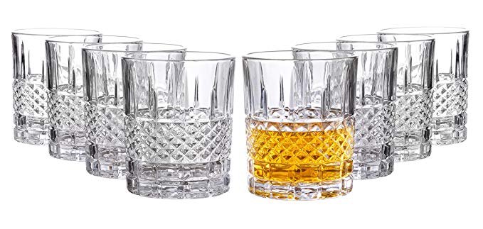 Castlecombe Lowball Whiskey Glasses, 8 Pc. Set, 10.6 ounce Short Drinking Glassware for Liquor, Bourbon, Rye, or Beer, Elegant Drinkware for Men or Women, Dishwasher Safe