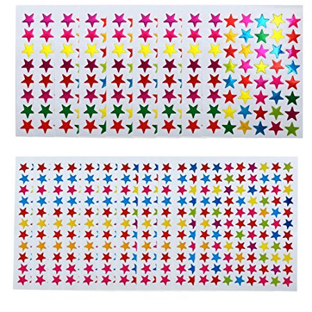 BronaGrand 20 Sheets Assorted Colors Star Stickers Labels(0.9cm and 1.3cm)