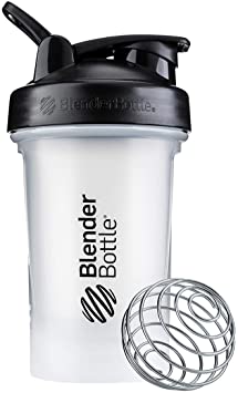 BlenderBottle Classic V2 Shaker Bottle, 20oz, Clear/Black