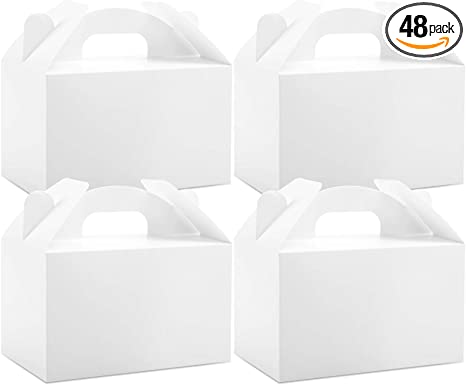 Moretoes 48 Pack White Treat Boxes Gable Boxes Party Favor Boxes Paper Gift Boxes for Birthday Party Shower 6 x 3.5 x 3.5 inches