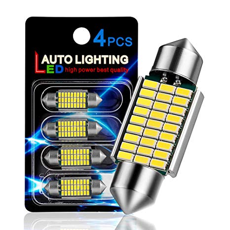 AutoLite Led Festoon Bulbs 36mm 1.42" 6418 DE3423 C5W, Super Bright Automotive Interior Car Light Bulbs, White 6000K with CANBUS Error Free, Best for Led Dome Light Map Trunk License Plate Lights