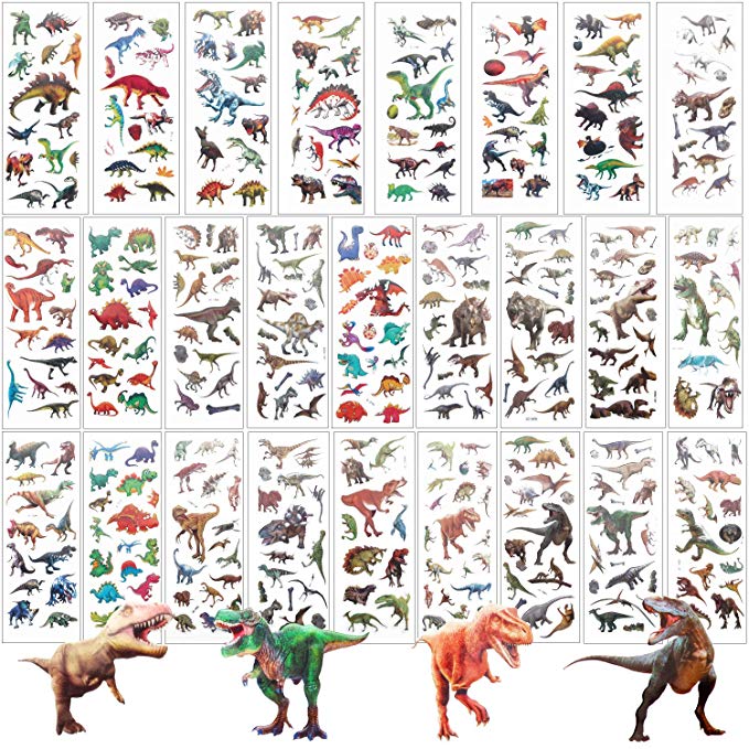 UPINS 3D Dinosaur Puffy Stickers 26 Sheets Diffrent Kids Stickers, Craft Scrapbooking for Childrens