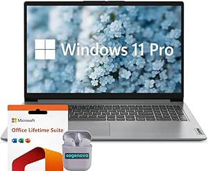 Lenovo 15.6" FHD Business Laptop Computer, Windows 11 Pro Laptop 40GB RAM 1TB SSD, Intel Core i5-1235U 10-Core, Intel Iris Xe Graphics, Microsoft Office Lifetime Suite, SageNova Earphones, Grey