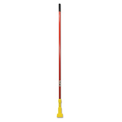 Rubbermaid Commercial  Gripper Clamp Style Wet Mop Fiberglass Handle with Plastic Yellow Head, 60-Inch Length, Red (FGH24600RD00)