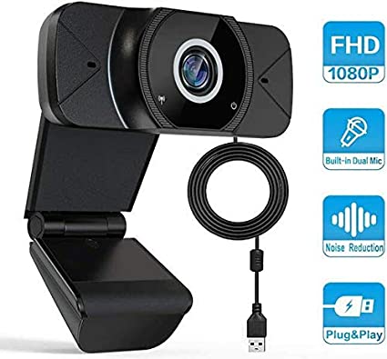 Full HD 1080P Web Camera with Microphone,Live Streaming USB Webcam for Conferencing,Video Chatting and Recording,90° Widescreen,360 Degree Rotatable Web Cam for Laptop,Computer,PC,Desktop