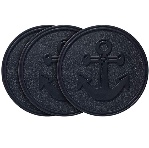 HF by LT Rubber Anchor Garden Stepping Stone, 11-3/4", Set of 3, Black