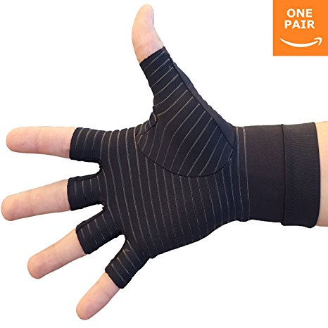 Arthritis Gloves - Compression Gloves Provide Arthritis Pain Relief , Carpal Tunnel , Osteoarthritis and Trigger Finger - Copper Gloves for Joint Pain and Work, Sports, or Arthritis Pain (Pair) Large
