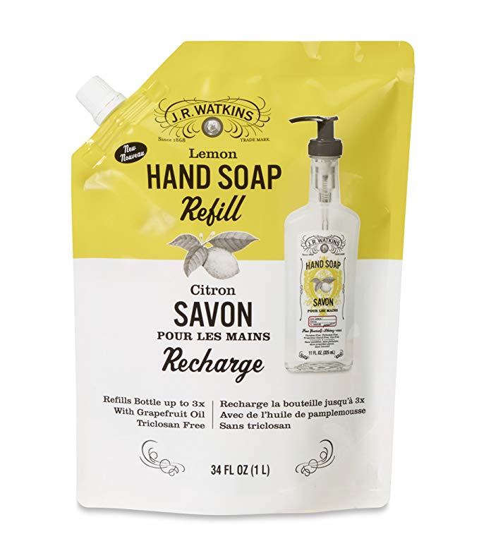 J.R. Watkins Lemon Liquid Hand Soap Refill Pouch, 1 Liter