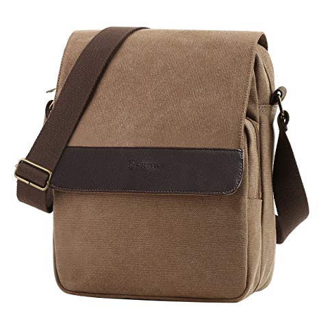 Eshow Men’s Side Shoulder Bag Crossbody Messenger Bag Multifunctional Fashionable Casual Business Bag (Brown)