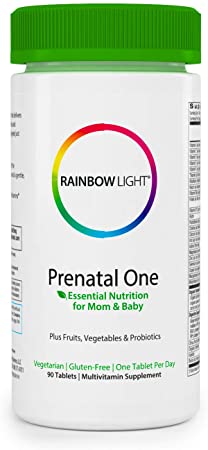 Rainbow Light Prenatal One Prenatal Vitamins   Superfoods, Probiotics, Non-GMO, Vegetarian & Gluten Free, Clinically Proven Absorption of Vitamin D, B2, B5, folate, calcium, iron & zinc, 90 Tablets
