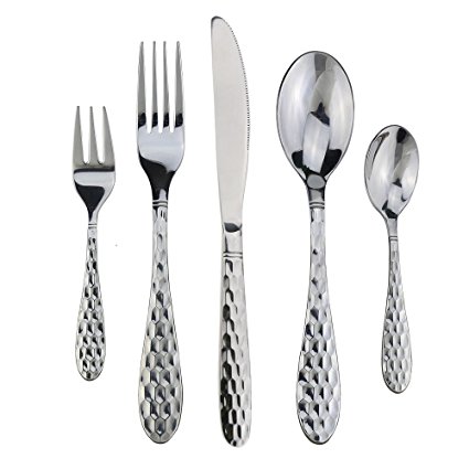Dealight Flatware Set 18 10 Stainless Steel Sliverware ,Mirror Polished Luxury Design Utensils,Kitchen Cutlery ,Service for 1