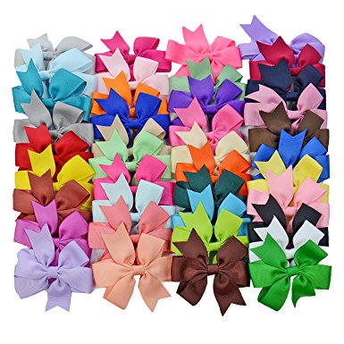 LCLHB 40PCS Boutique Barrette Hair Bows For Teens Babies Girls (3 Inch and Giftbox Pack)