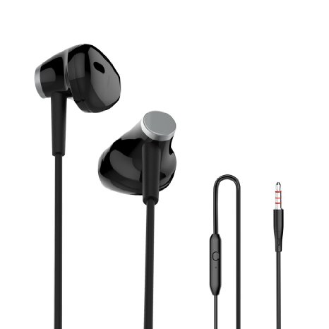 YISHEN A1 3.5mm Stereo In-ear Earbuds with Mic Volume Key Earphones with Mic Headphones with Mic Microphone In-line Control In-line Volume for Samsung HTC Lg Android Phones Accessories (BLACK)