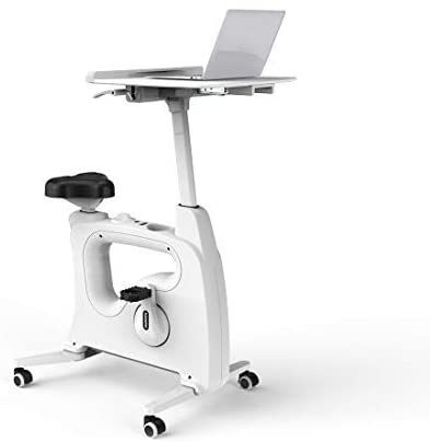 FLEXISPOT Standing Desk Exercise Bike Home Office Workstation Height Adjustable Cycle - Deskcise Pro (W/Desktop White) 2018 CES Reward