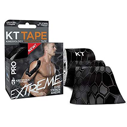 KT Tape Pro Extreme Therapeutic Elastic Kinesiology Sports Tape, 20 Pre Cut 10 inch Strips, 100% Synthetic Water Resistant Breathable, Pro & Olympic Choice