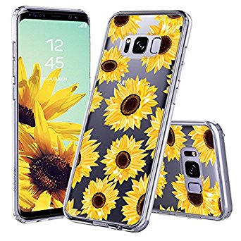 Galaxy S8 Plus Case, Galaxy S8 Plus Case for Girls, MOSNOVO Floral Flower Sunflower Clear Design Plastic Hard Back Case with TPU Bumper Protective Case Cover for Samsung Galaxy S8 Plus (2017)