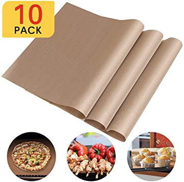 10 Pack PTFE Teflon Sheet for Heat Press, 16" x 12" Transfer Sheet Non Stick Heat Resistant Craft Mat,Protects Iron and Work Area (10, 16" x 12")