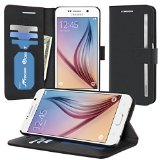 Galaxy S6 Case roocase Prestige Folio Galaxy S6 Wallet Case - Stand Feature Premium Synthetic Leather Wallet Case Flip Cover with Credit Card ID Holder for Samsung Galaxy S6 2015 Black