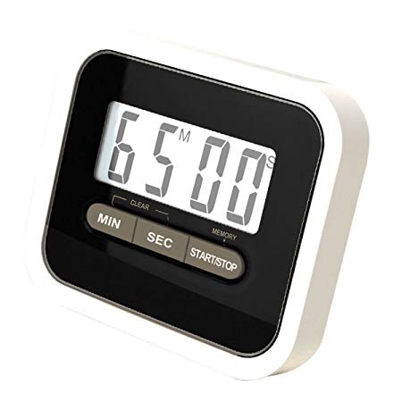 REALMAX Magnetic Digital LCD Clock 24 Hours Kitchen Cooking Timer Counts Down and Up Clip Egg Chef Fridge Beep [Energy Class A   ] (Black)