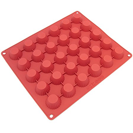 Freshware CB-101RD 30-Cavity Silicone Mold for Making Homemade Chocolate Peanut Butter Cup, Candy, Gummy, Jelly, and More