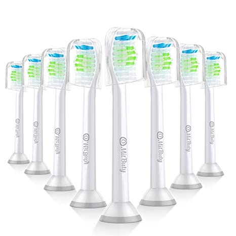 MitButy Replacement Brush Heads for Philips Sonicare ProResults Electric Toothbrush | 8 Pack | fit DiamondClean, FlexCare,HealthyWhite, EasyClean, Plaque Control,Gum Health Sonicare Snap-On Handles