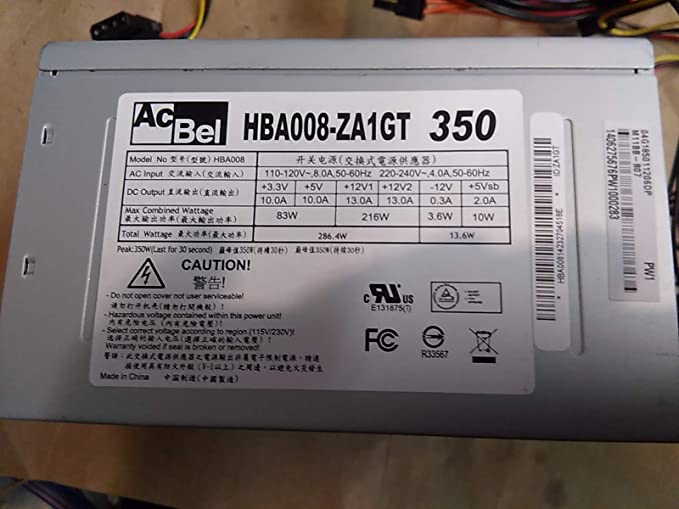 Ac Bel 350 watt Power Supply Model Number HBA008