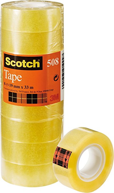 Scotch General Purpose Office Utility Tape - Transparent - 8 Rolls - 19 mm x 33 m