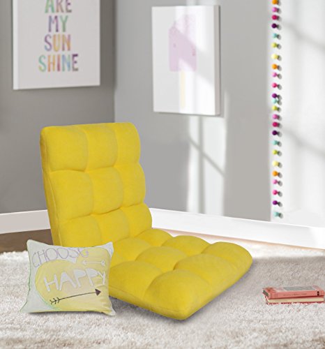 Iconic Home Daphene Adjustable Recliner Rocker Memory Foam Armless Floor Gaming Ergonomic Chair, Yellow