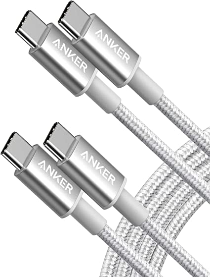 USB C Cable, Anker 2 Pack New Nylon USB C to USB C Cable (6ft), PD for MacBook Pro 2020, iPad Pro, Galaxy S20, Switch, Pixel, LG and USB C Chargers (Silver)