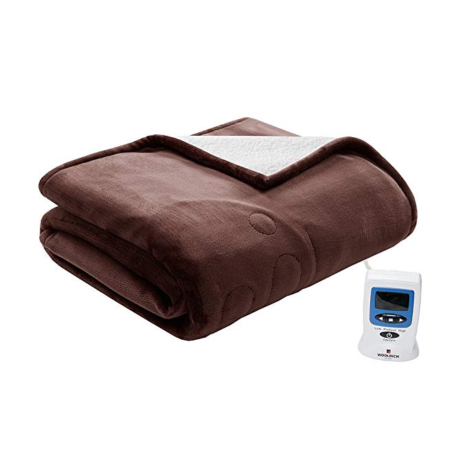 Woolrich WR54-1751 Heated Plush To Berber Blanket Twin Chocolate,Twin