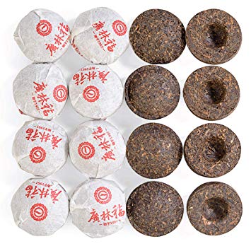 Tealyra - Pu Erh Menghai - Ripe Tuo Cha Mini Cakes - Puerh Tea - Recommeded Pu'er Tea for Weight Loss - Individually Wrapped - 8-ounce ( 37-39pcs)