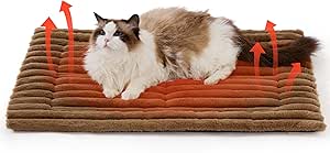 Bedsure Self Warming Cat Bed for Medium Cat, Self Heating Dog Crate Pad, Thermal Extra Warm Puppy Mat Indoor & Outdoor, Non-Slip & Washable (32" x 20", Brown)