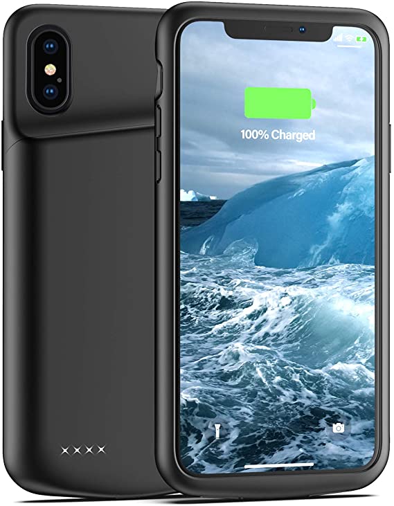 Lonlif Battery Case for iPhone X/XS/10, 4000mAh Ultra Slim Rechargeable Protective Charging Case, Extended Portable Battery Pack Charger Case Compatible with iPhone X/XS/10 (Black)