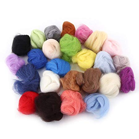 Felting Wool Roving Yarn Merino Wool Needle Felting Wool Set Wool Felting for Beginners Needle Felting DIY Materials 25 Color